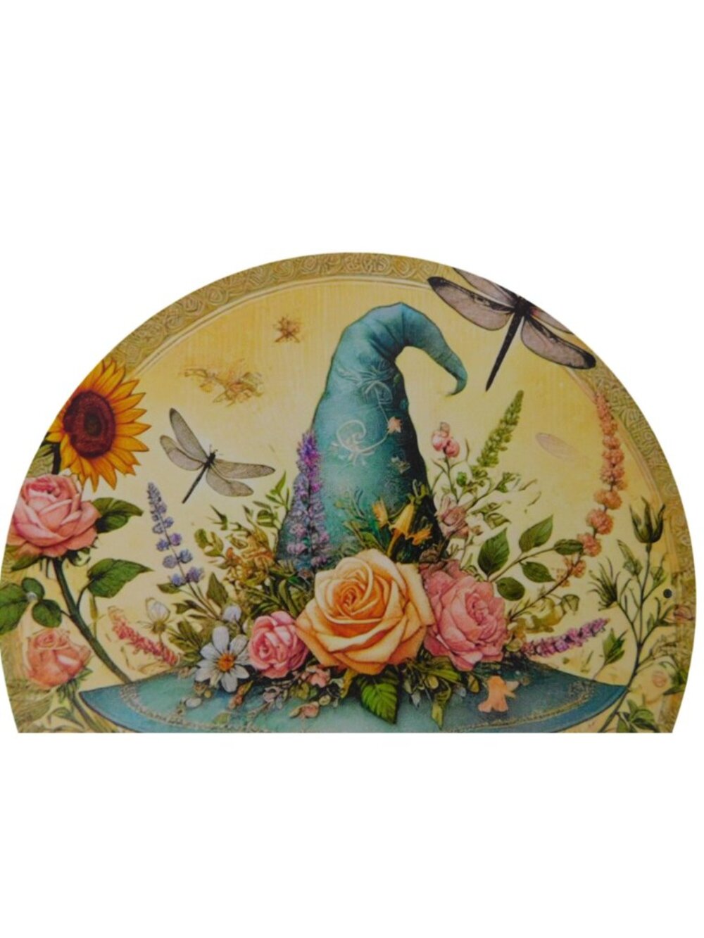 Blessed Summer Solstice Metal Tin Sign 8x8 Round Wall Decor With Floral Hat - Picture 8 of 10